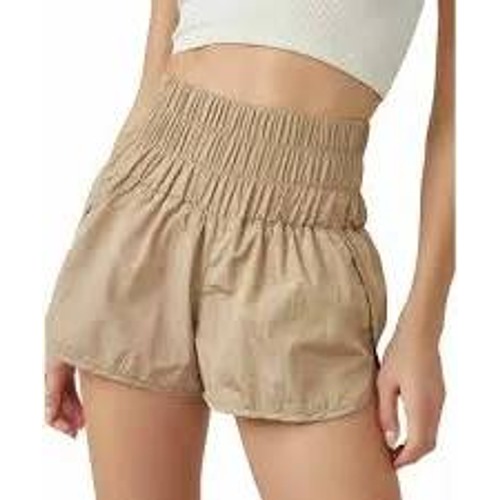 Free People Fp Movement The Way Home Shorts Women S Clay Tan Smocked Nwt